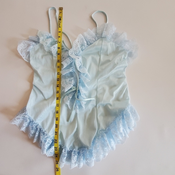 1443 * Unbranded Lace Camisole Baby Blue Size M Vintage Made in USA - Picture 8 of 8
